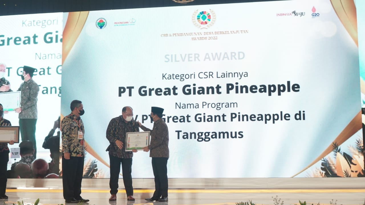 PT Great Giant Pineapple Raih Penghargaan dalam Ajang CSR dan PDB Awards 2022
